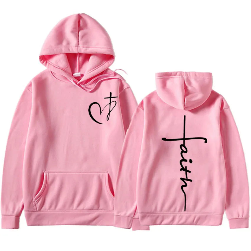 Heart Cross Christian Jesus Faith Over Fear Bible Verse Hoodie