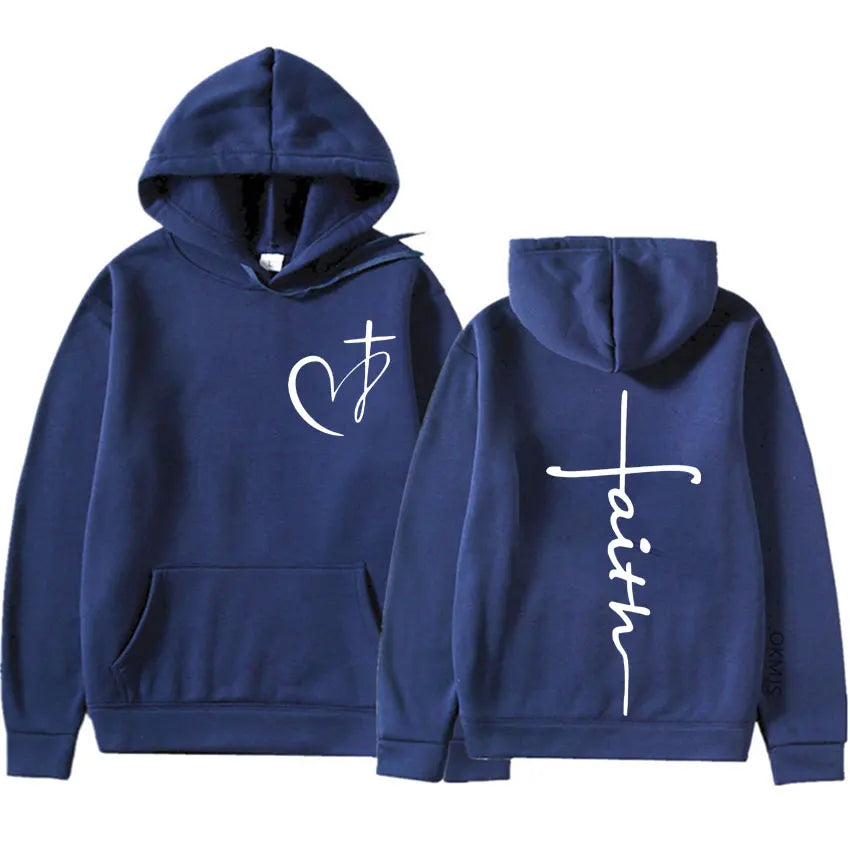 Heart Cross Christian Jesus Faith Over Fear Bible Verse Hoodie
