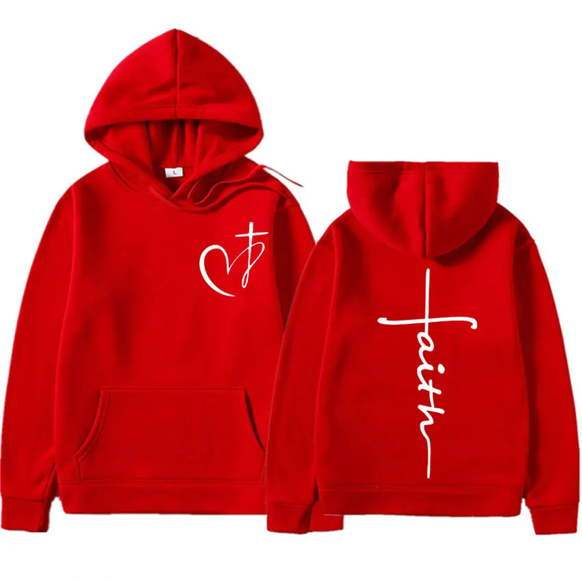 Heart Cross Christian Jesus Faith Over Fear Bible Verse Hoodie
