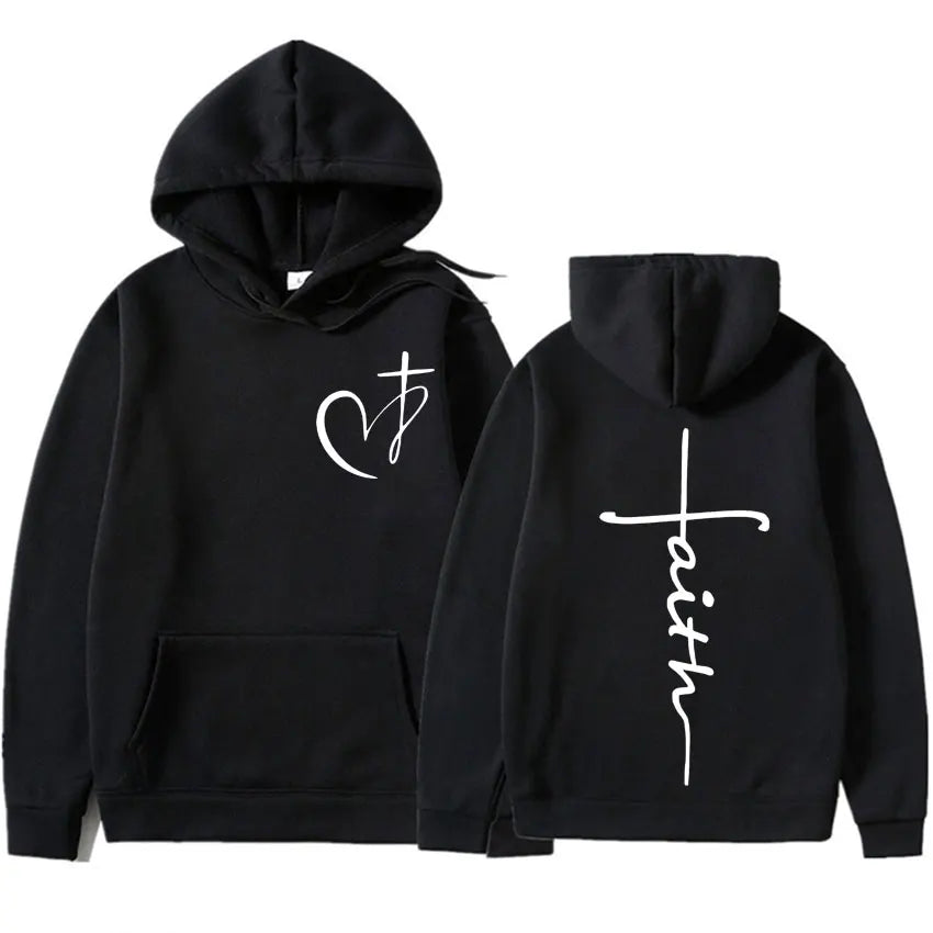 Heart Cross Christian Jesus Faith Over Fear Bible Verse Hoodie