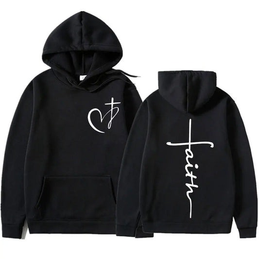 Heart Cross Christian Jesus Faith Over Fear Bible Verse Hoodie
