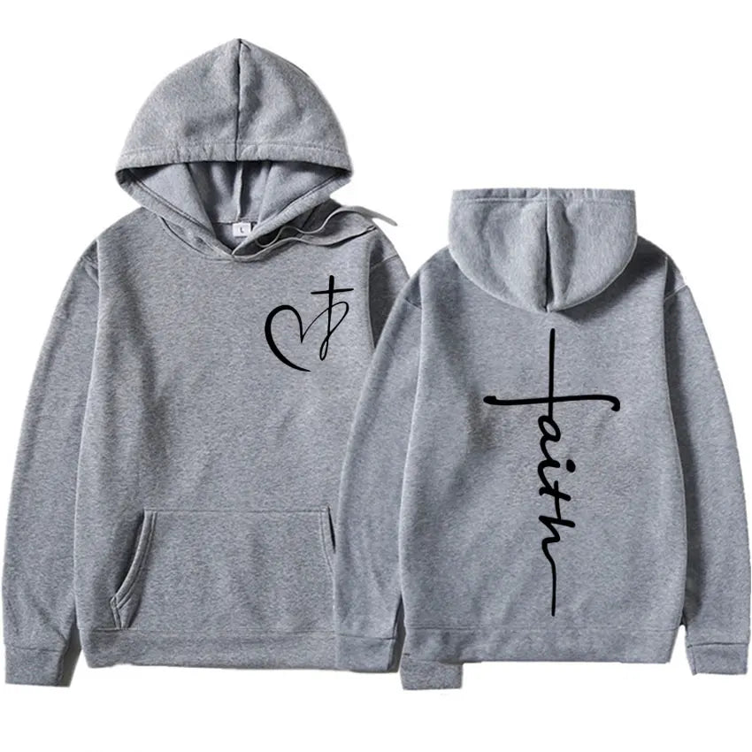Heart Cross Christian Jesus Faith Over Fear Bible Verse Hoodie