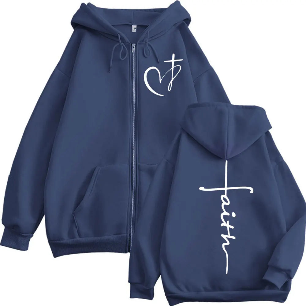 Faith Over Fear Bible Verse Zipper Hoodie